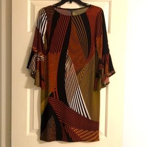Tiana B. Abstract Patterned Dress with bell sleeve